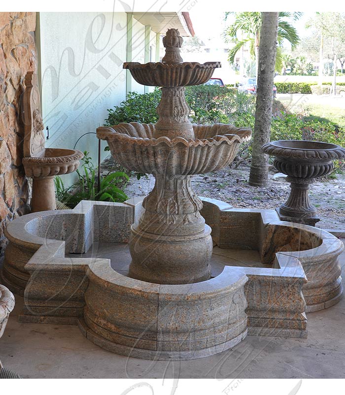 Search Result For Marble Fountains  - Two Tiered Granite Fountain - MF-1703