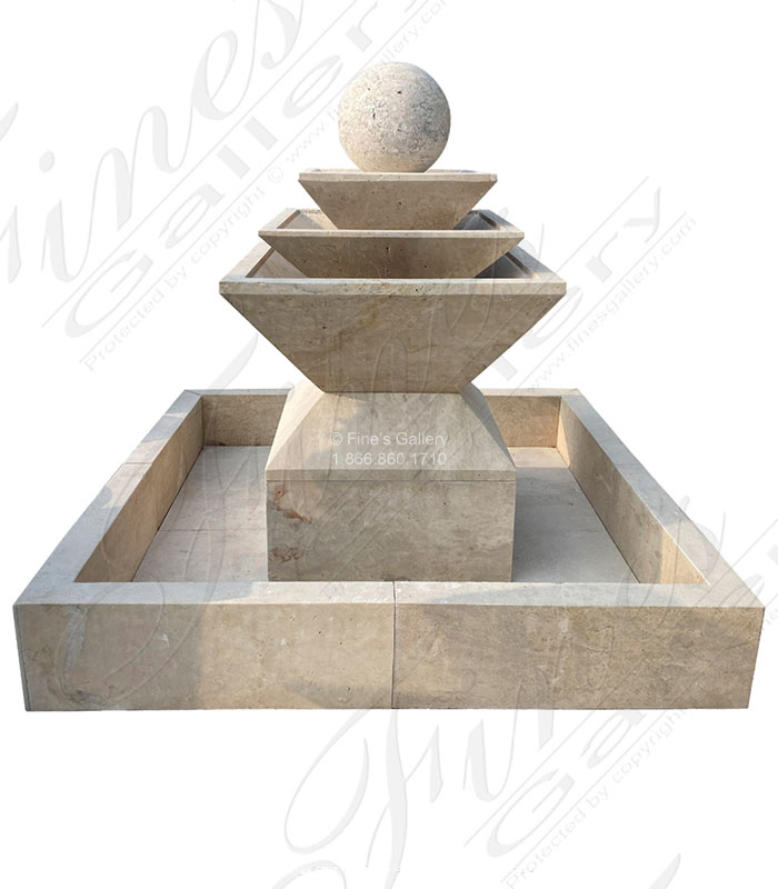 Marble Fountains  - Modern Granite Fountain In Solid Antique Griggio Granite - MF-2120