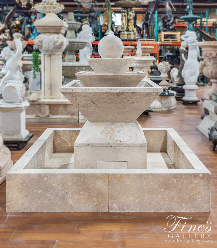 Search Result For Marble Fountains  - Contemporary Square Shape Travertine Fountain - MF-1713