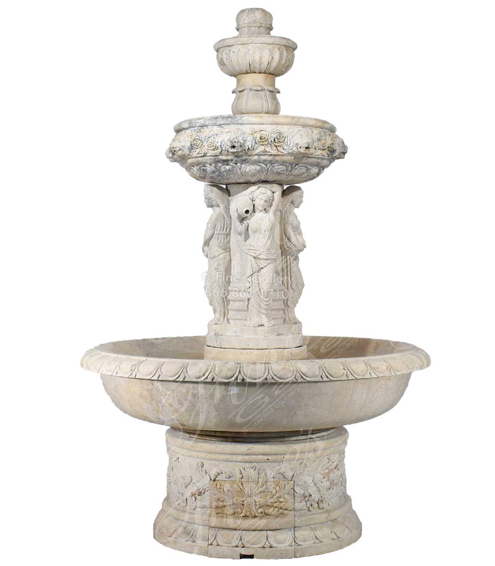 Old World Roman Travertine Fountain
