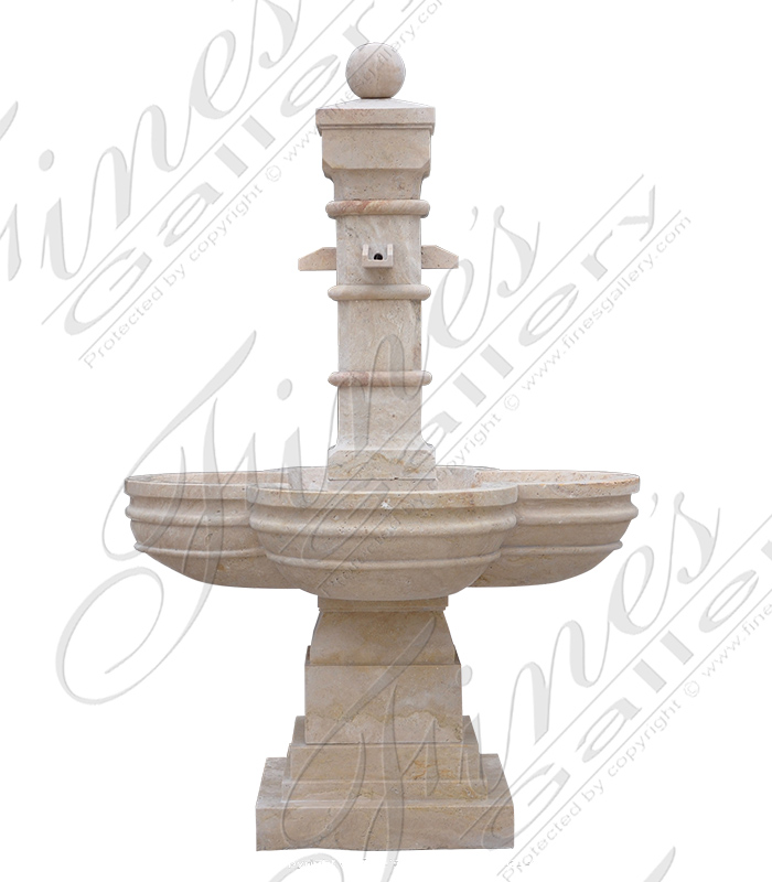 Old World Beige Marble Fountain