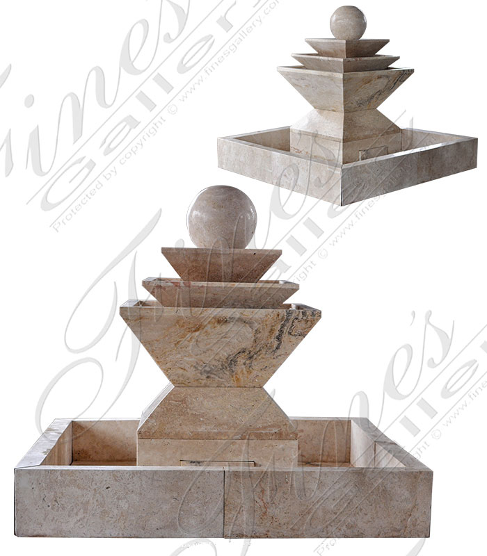 Marble Fountains  - Transitional Tuscan Beige Fountain - MF-1747