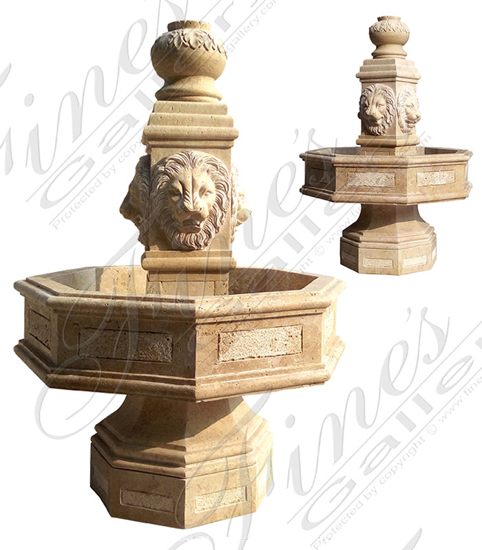 Marble Fountains  - Old World Tuscany Gardens Travertine Fountain - MF-1750