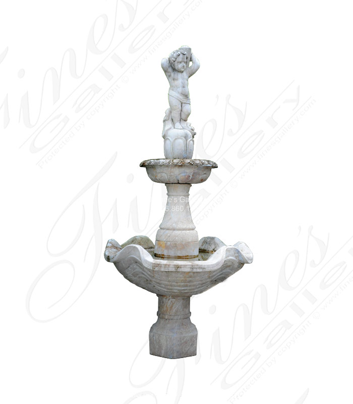 Marble Fountains  - Vintage Collection -  Italian Style Garden Fountain In Travertine - MF-1757