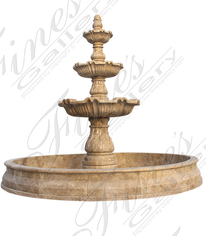 Marble Fountains  - Beige Marble Three Tiered Foun - MF-1771