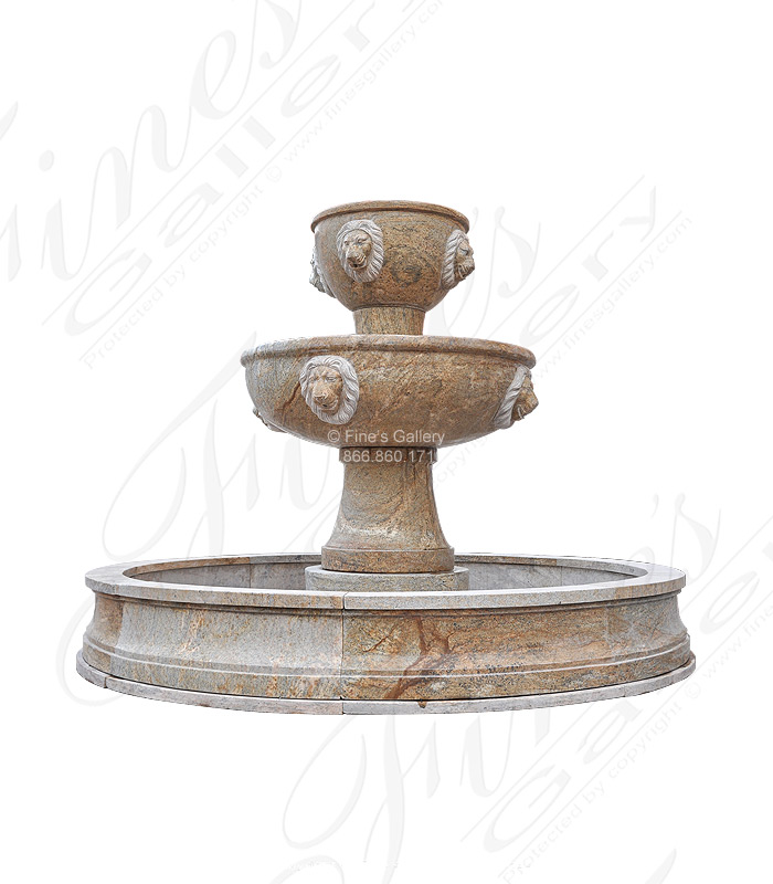 Marble Fountains  - Italia Granite Lions Fountain - MF-1783