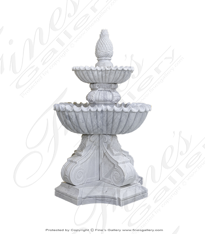  Luxurious Two Tiered White Marble Fountain