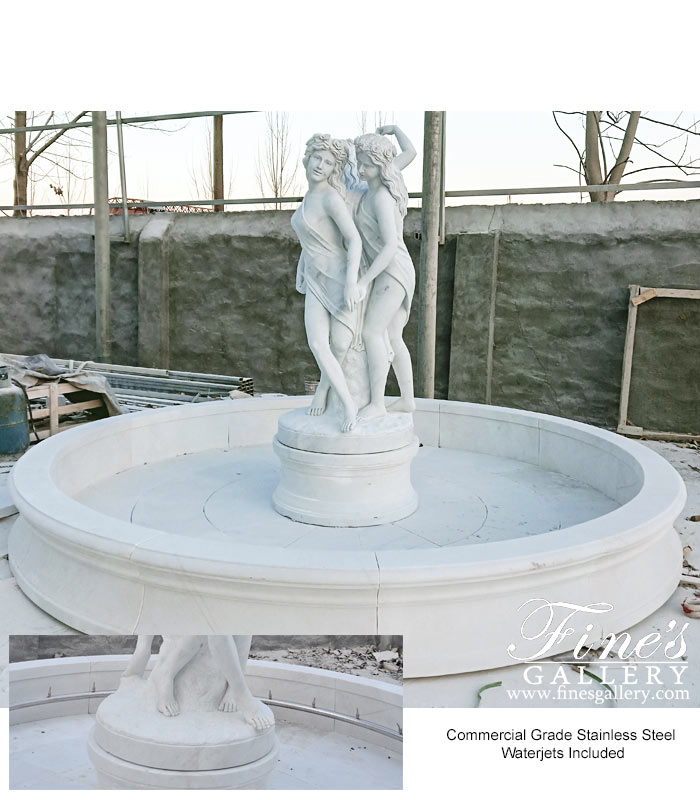 Marble Fountains  - Graceful Beauties Marble Fountain - MF-1791
