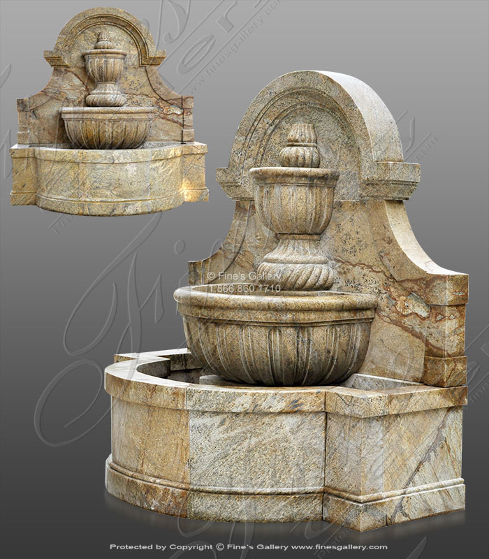 Marble Fountains  - Rustic European Granite Wall Fountain - MF-1794