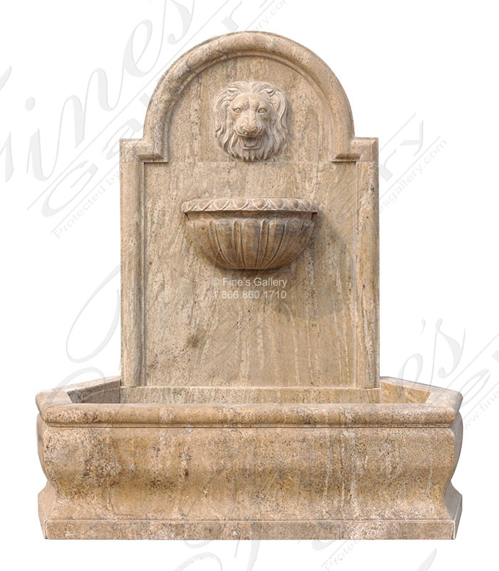 Marble Fountains  - Golden Granite Lion Head Wall  - MF-1805