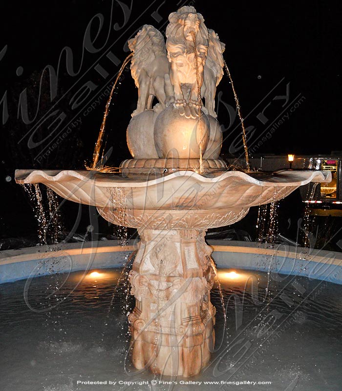 Marble Fountains  - Regal Marble Lions Fountain Feature  - MF-1815
