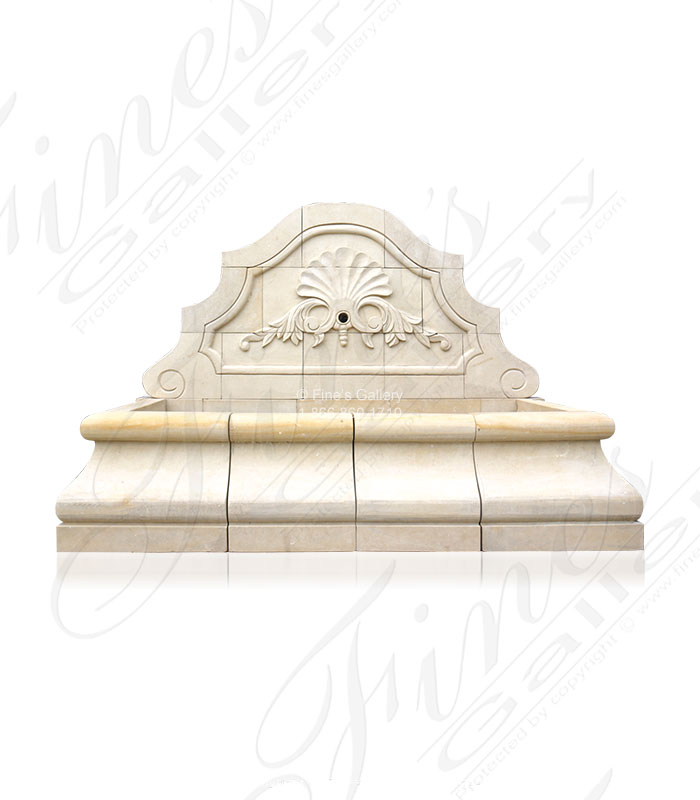 Marble Fountains  - Shell Motif Limestone Wall Fountain - MF-1834