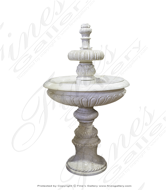 Marble Fountains  - Classic Cream Two Tiered Marble Fountain - MF-1865