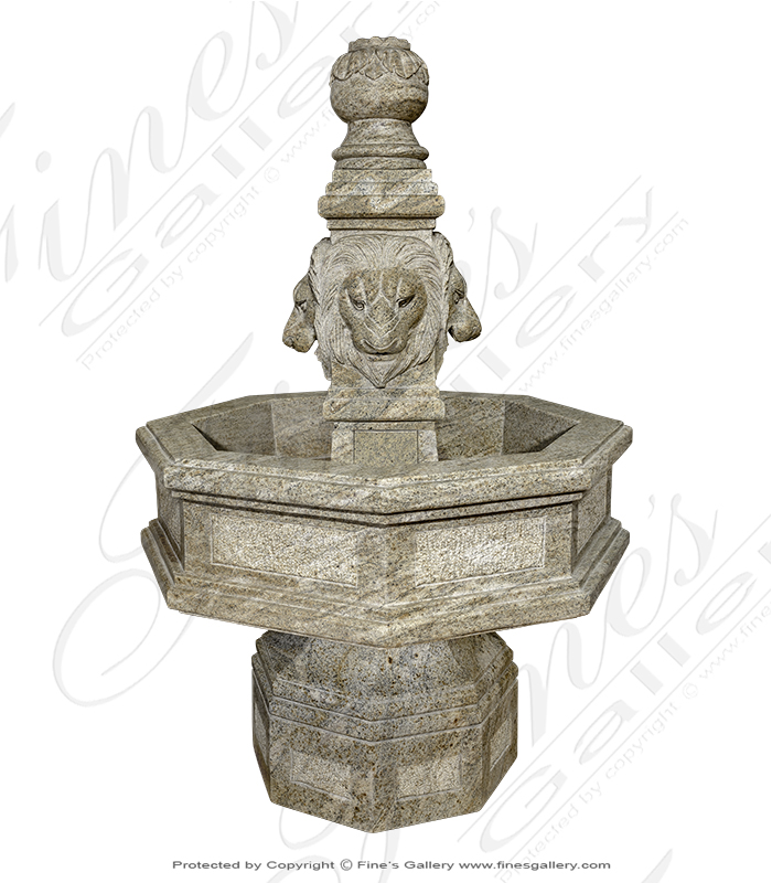 Marble Fountains  - Granite Majesty Lions Garden Fountain XIV - MF-1877
