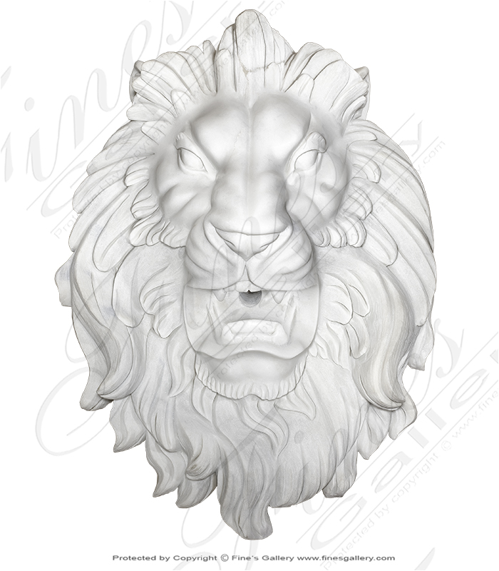 Marble Fountains  - Regal Pure White Marble Lion Head Fountain Feature ( Mountable ) - MF-1902
