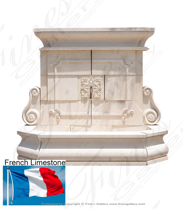 French Limestone Wall Fountain