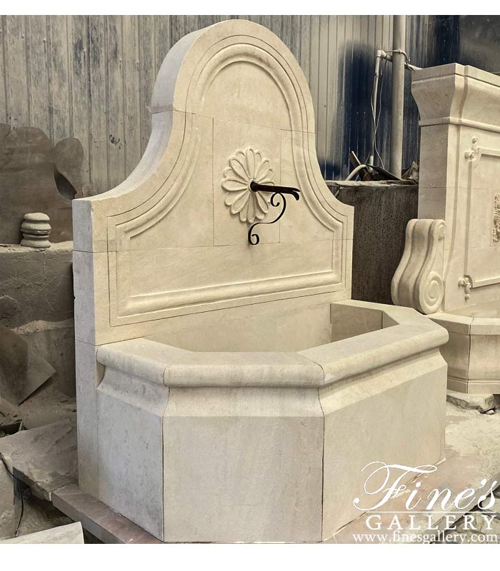 French Limestone Wall Fountain Feature