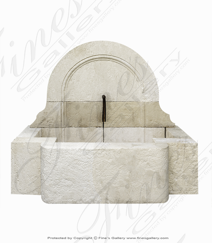 Marble Fountains  - Aged French Limestone Wall Fountain - MF-1940