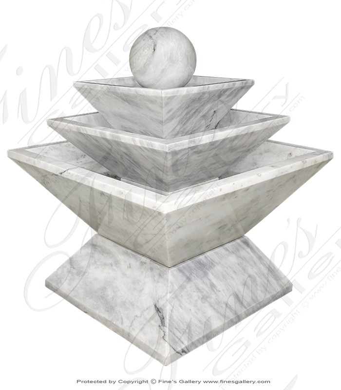 Marble Fountains  - Contemporary White Marble Fountain With Polished Finish - MF-1948