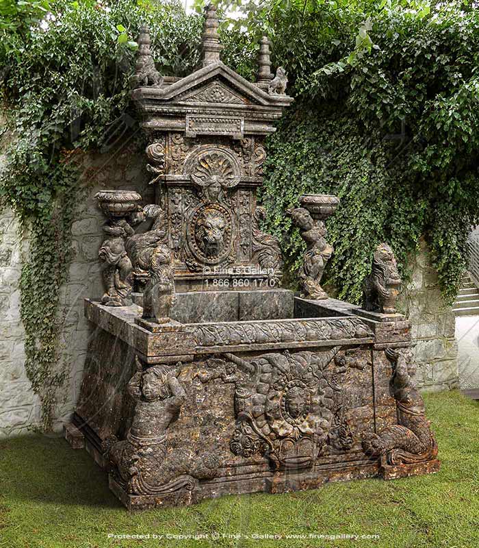 Marble Fountains  - Antique Griggio Marble Fountain - MF-1963