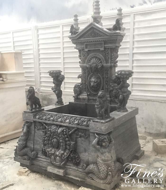 Marble Fountains  - Antique Griggio Marble Fountain - MF-1963