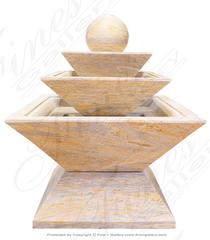 Marble Fountains  - Contemporary White Marble Fountain With Polished Finish - MF-1948