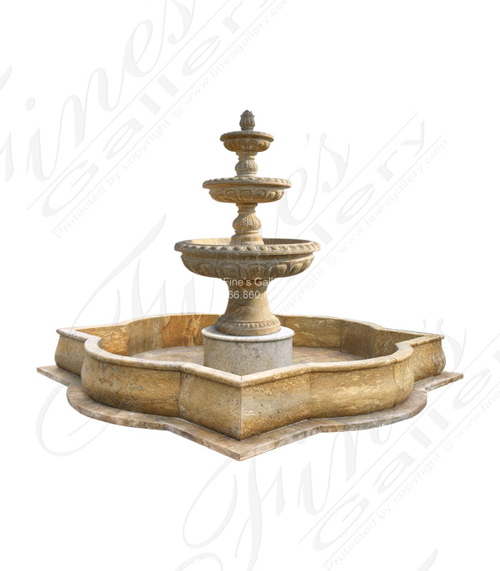 Marble Fountains  - Tiered Antique Gold Granite Fountain Feature - MF-1976