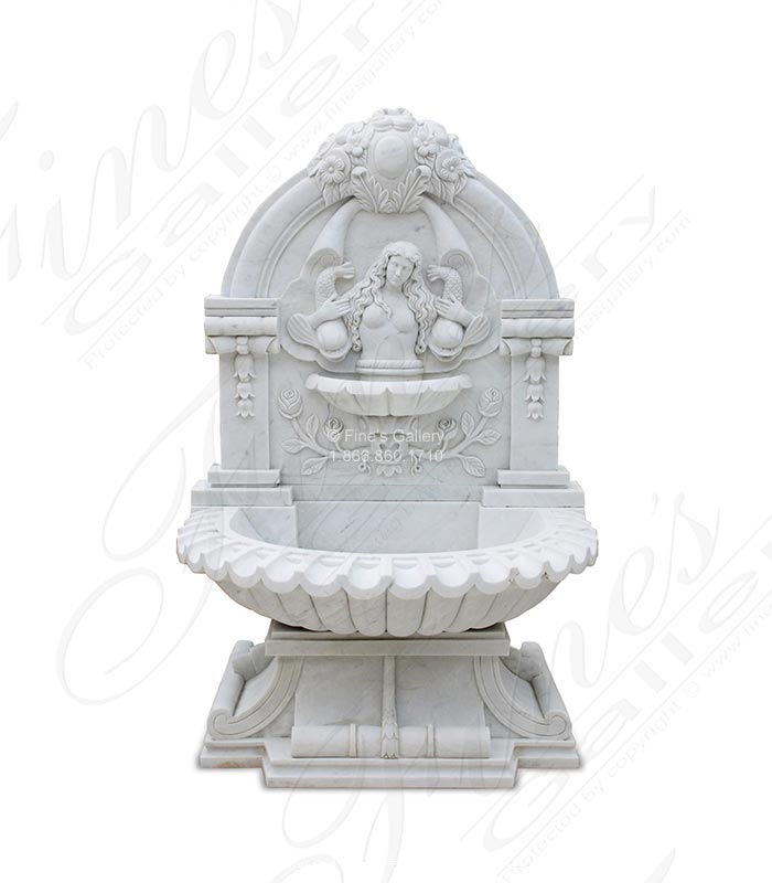 Marble Fountains  - Pure White Marble Wall Fountain - MF-1992