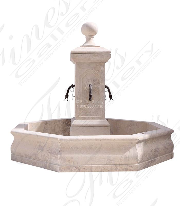 Marble Fountains  - French Country Single Post Fountain In Travertine - MF-2000