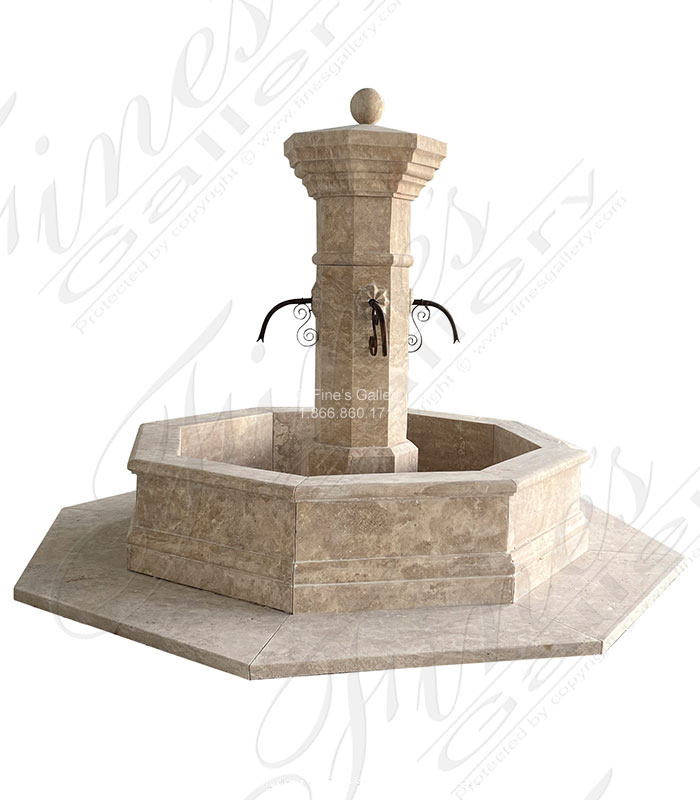 Marble Fountains  - Oversized Old World Fountain In Travertine - MF-2005