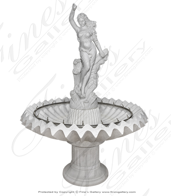 Marble Fountains  - Garden Nymph Marble Fountain With Stainless Water Jets - MF-2021