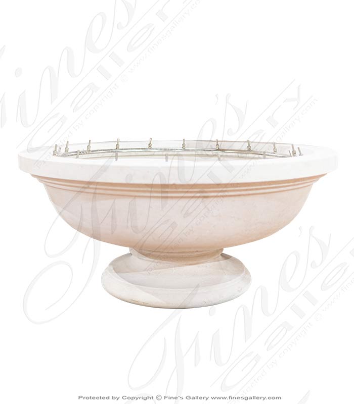 Limestone Bowl Fountain With Stainless Waterjets