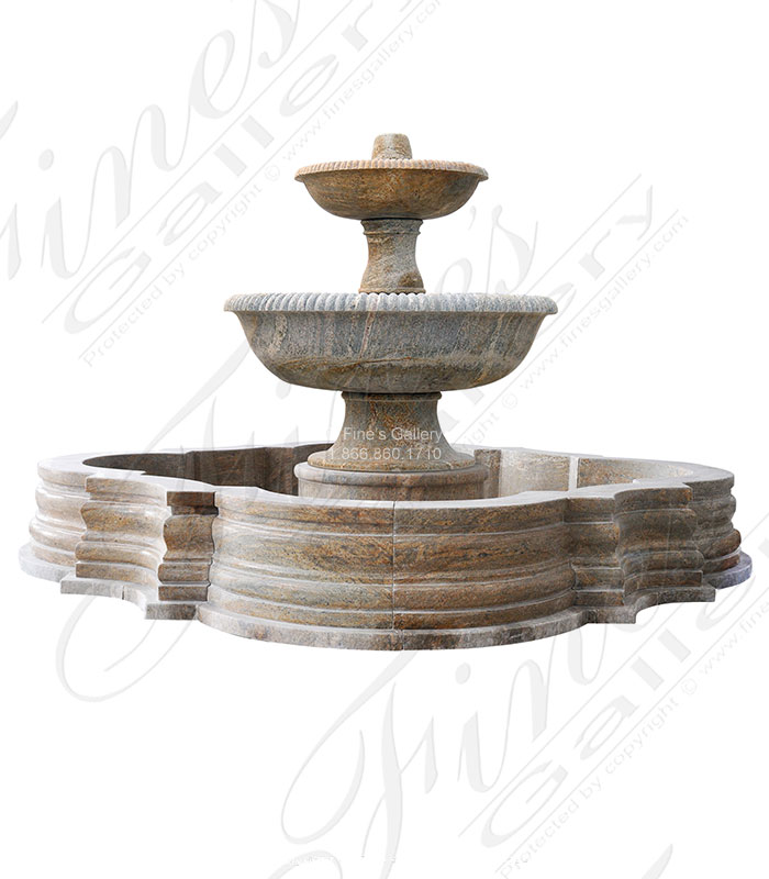 Marble Fountains  - 10 Ft Diameter Granite Fountain With Quatrefoil Shaped Pool - MF-2083