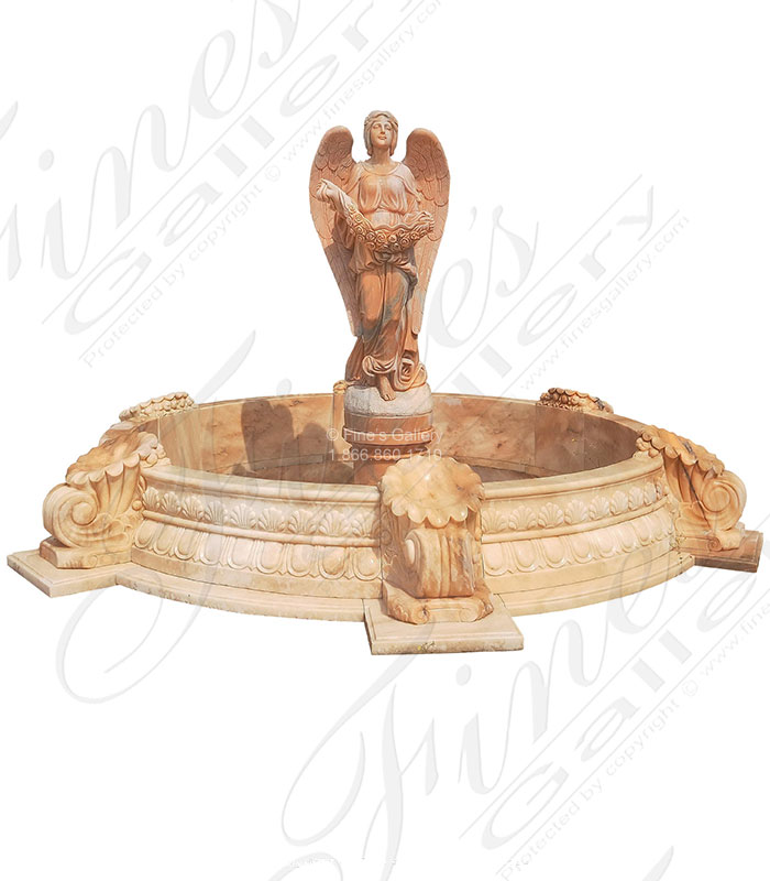 Marble Fountains  - Devine Angel In Cornicopia Shell Pool Fountain - MF-2092
