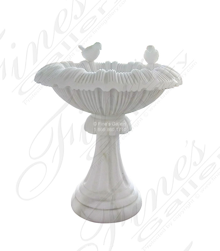 Marble Fountains  - Natural Marble Birdbath In Statuary White Marble - MF-2094