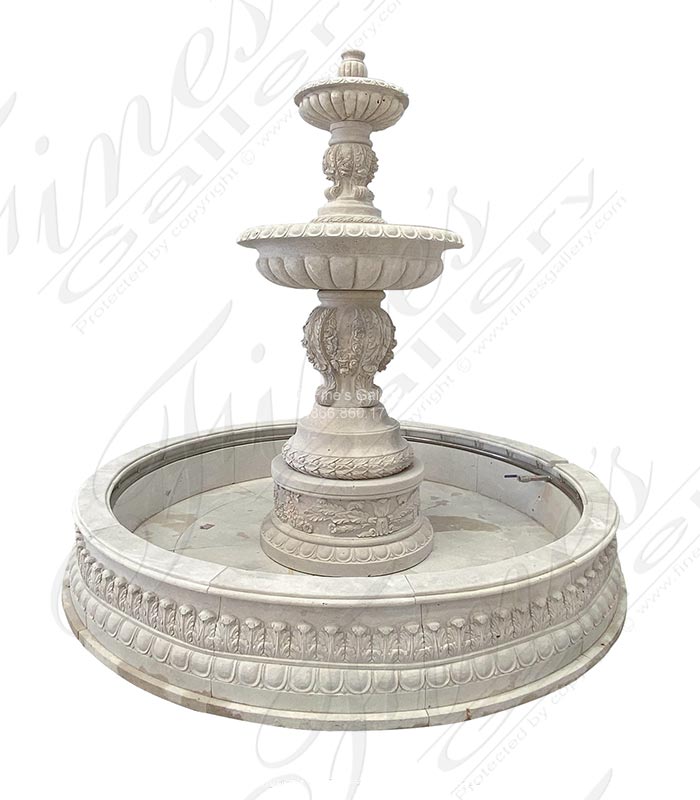 Marble Fountains  - A Very Rare Elaborate Tiered Fountain In Travertine - MF-2098
