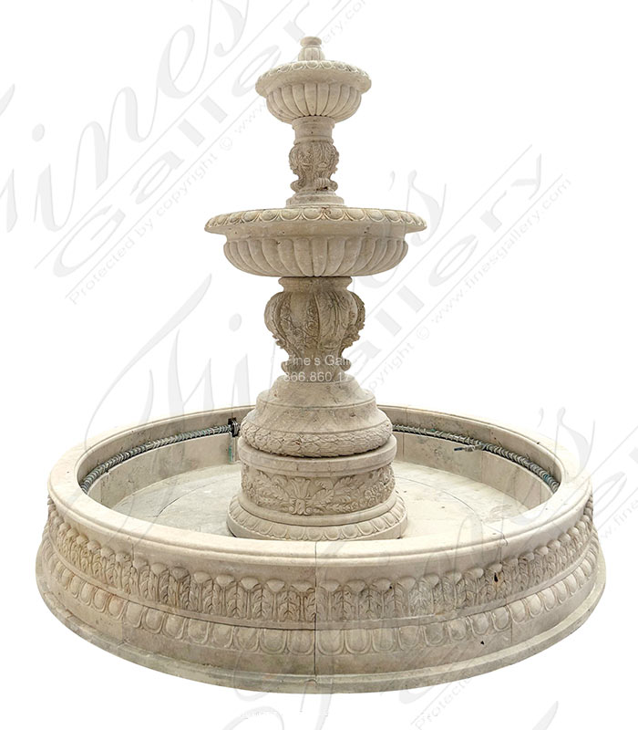Marble Fountains  - A Very Rare Elaborate Tiered Fountain In Travertine - MF-2098
