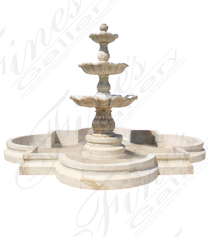 Marble Fountains  - Commercial Size Three Tiered Travertine Fountain  - MF-2115