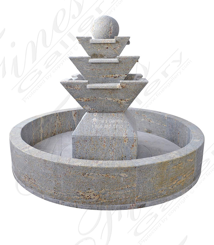 Marble Fountains  - Modern Granite Fountain In Solid Antique Griggio Granite - MF-2120