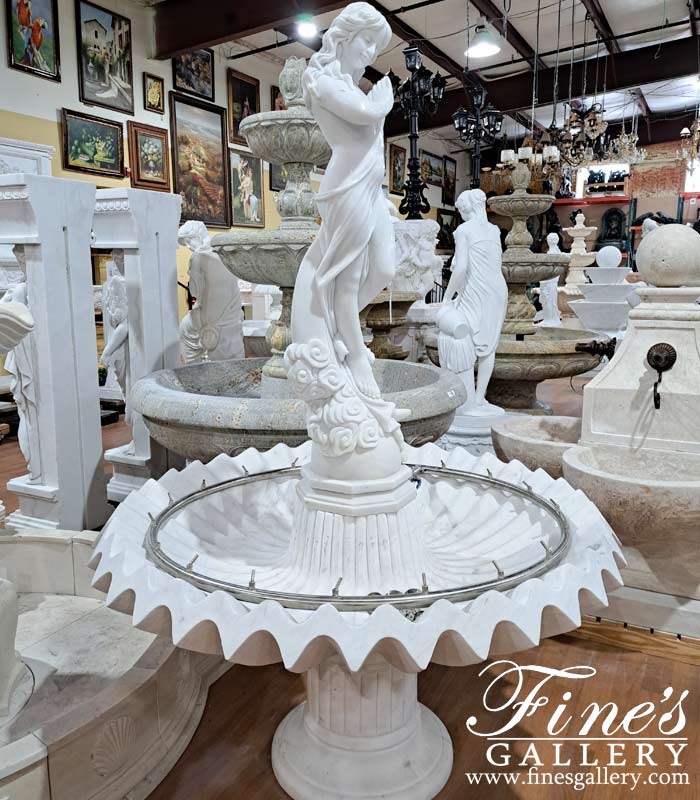 Marble Fountains  - Garden Nymph Marble Fountain In Statuary White Marble - MF-2121