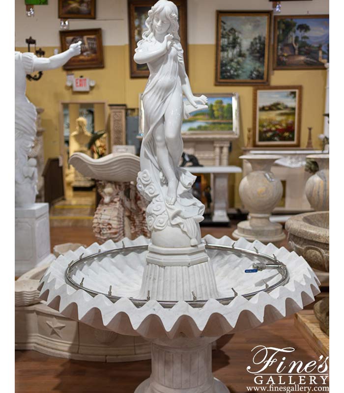 Marble Fountains  - Garden Nymph Marble Fountain In Statuary White Marble - MF-2121