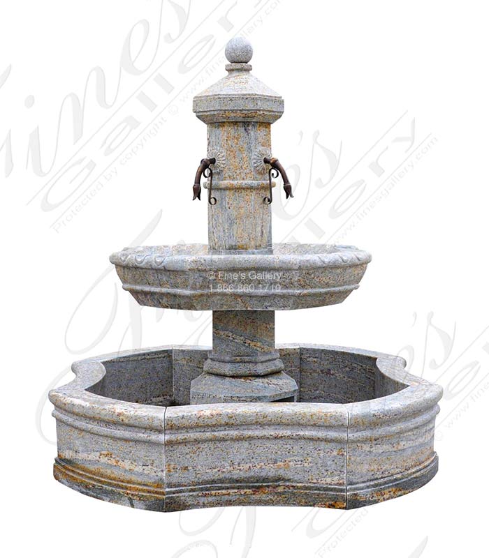 Marble Fountains  - Antique Griggio Granite Old World Fountain Feature - MF-2125