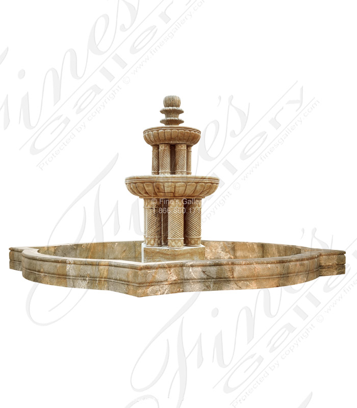 Marble Fountains  - Grand Granite Fountain With Quatrefoil Pool Surround - MF-2132