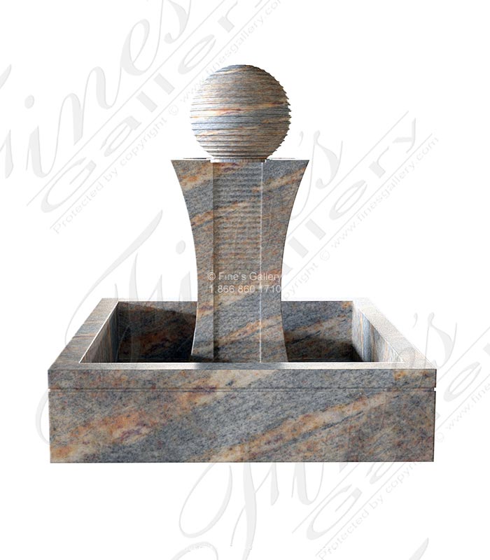 Marble Fountains  - Modern Sphere Fountain In Antique Griggio Granite - MF-2135