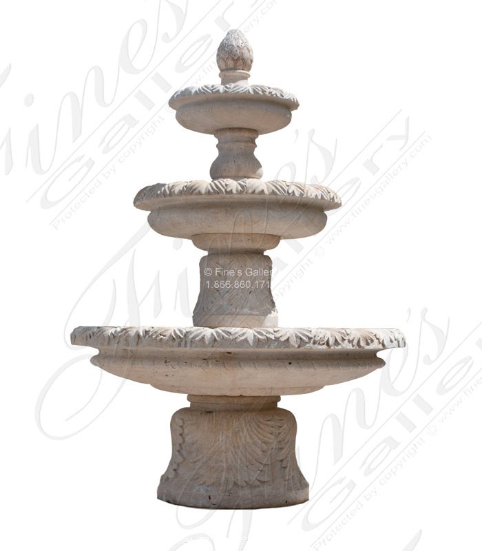 Marble Fountains  - Three Tiered Fountain In Light Travertine - MF-2139