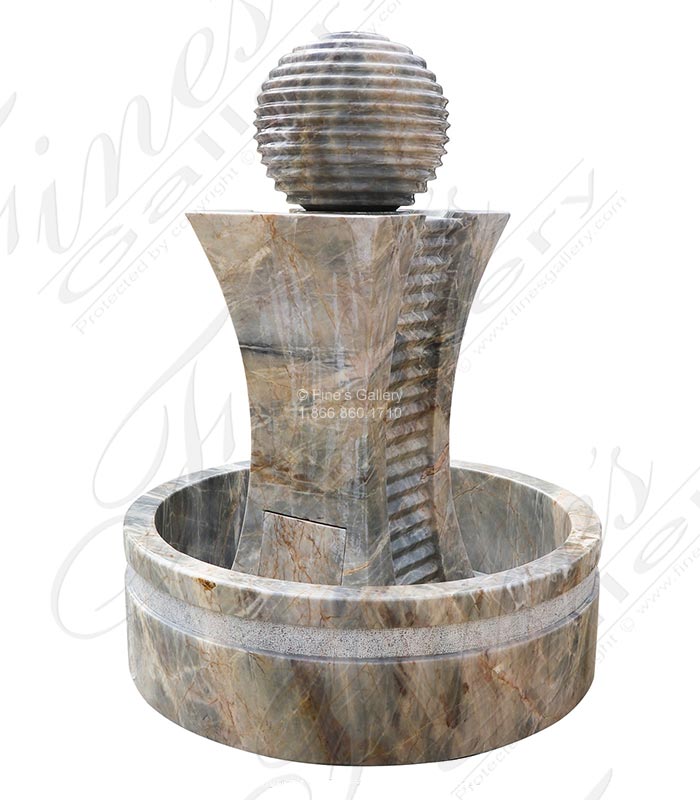 Marble Fountains  - Sleek Modern Fountain In Rare Breccia Antique Marble - MF-2142