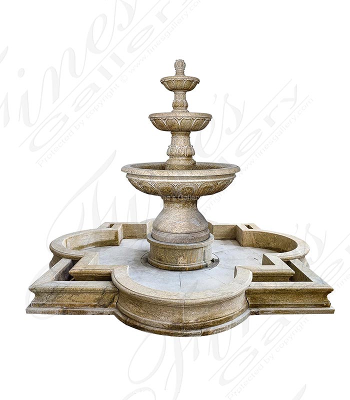 Marble Fountains  - Rare Quatrefoil Shaped Fountain With Optional Planting Bed - MF-2156