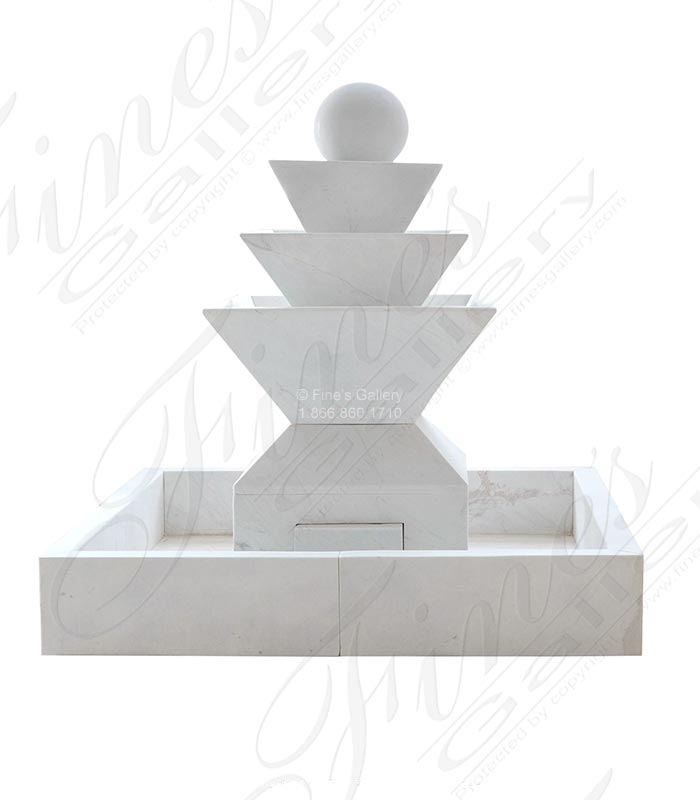 Contemporary Square Shaped Fountain in a Light White Marble
