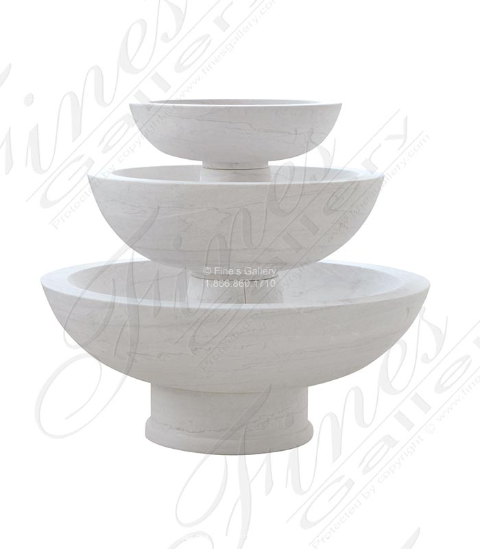 Marble Fountains  - Simple Three Bowl Tiered Fountain In Classic White Marble - MF-2158