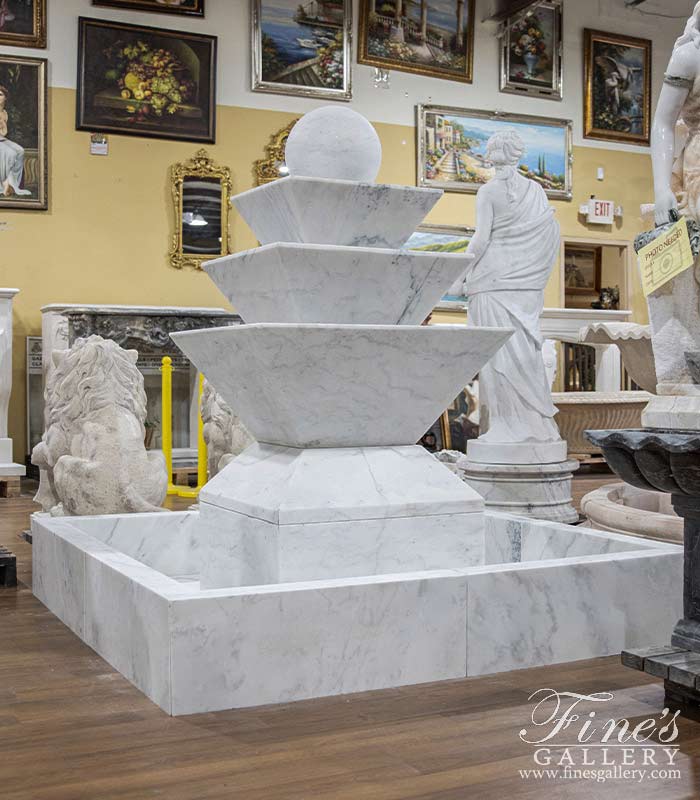 Marble Fountains  - Modern Granite Fountain In Solid Antique Griggio Granite - MF-2120